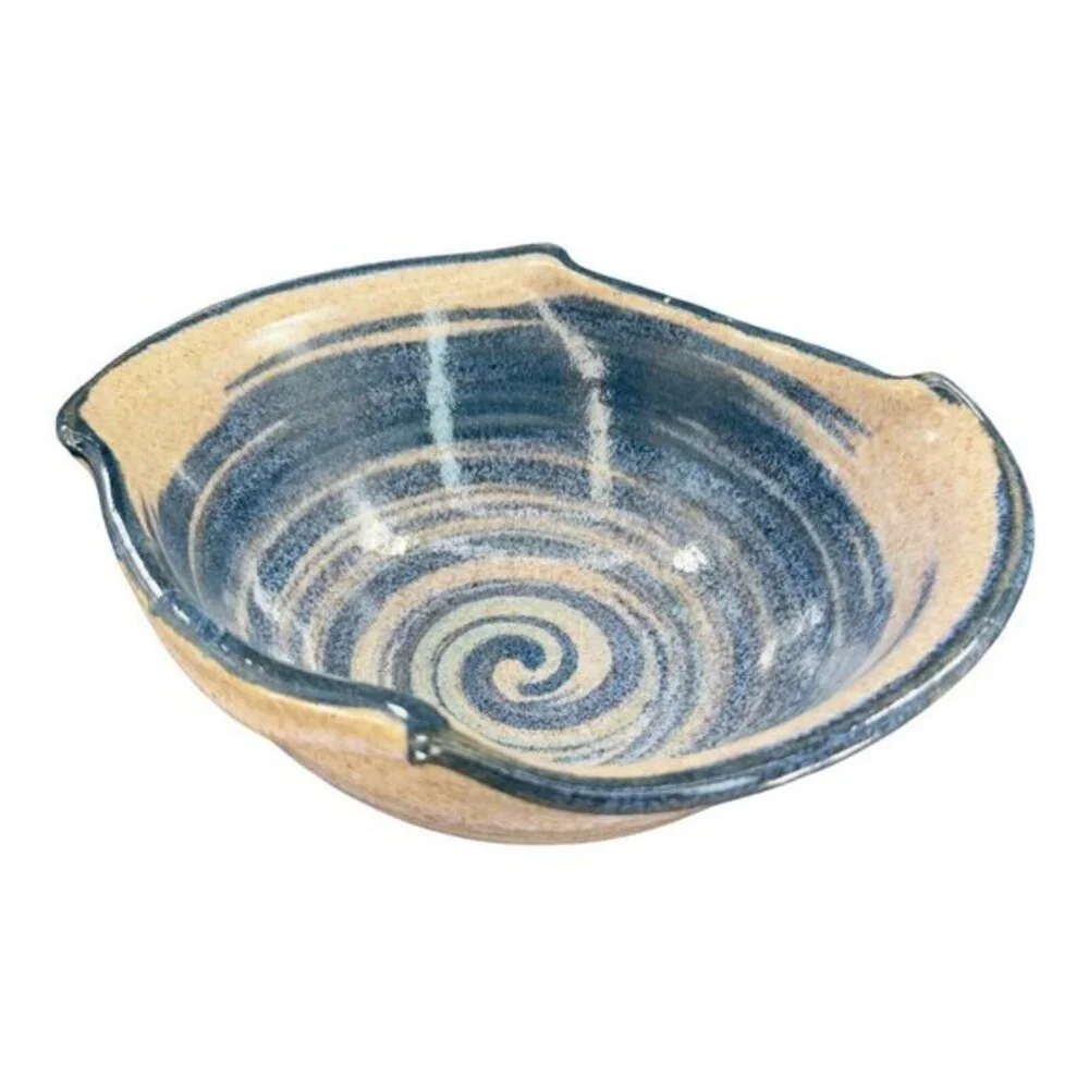 Wizard of Clay Art Pottery Large Bowl Dish Folded Edges Marked Hand Made Ceramic